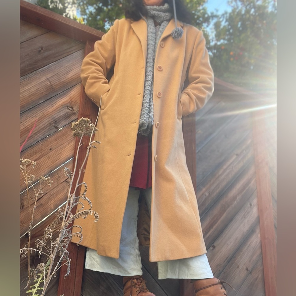 LL Bean wool blend pea coat camel